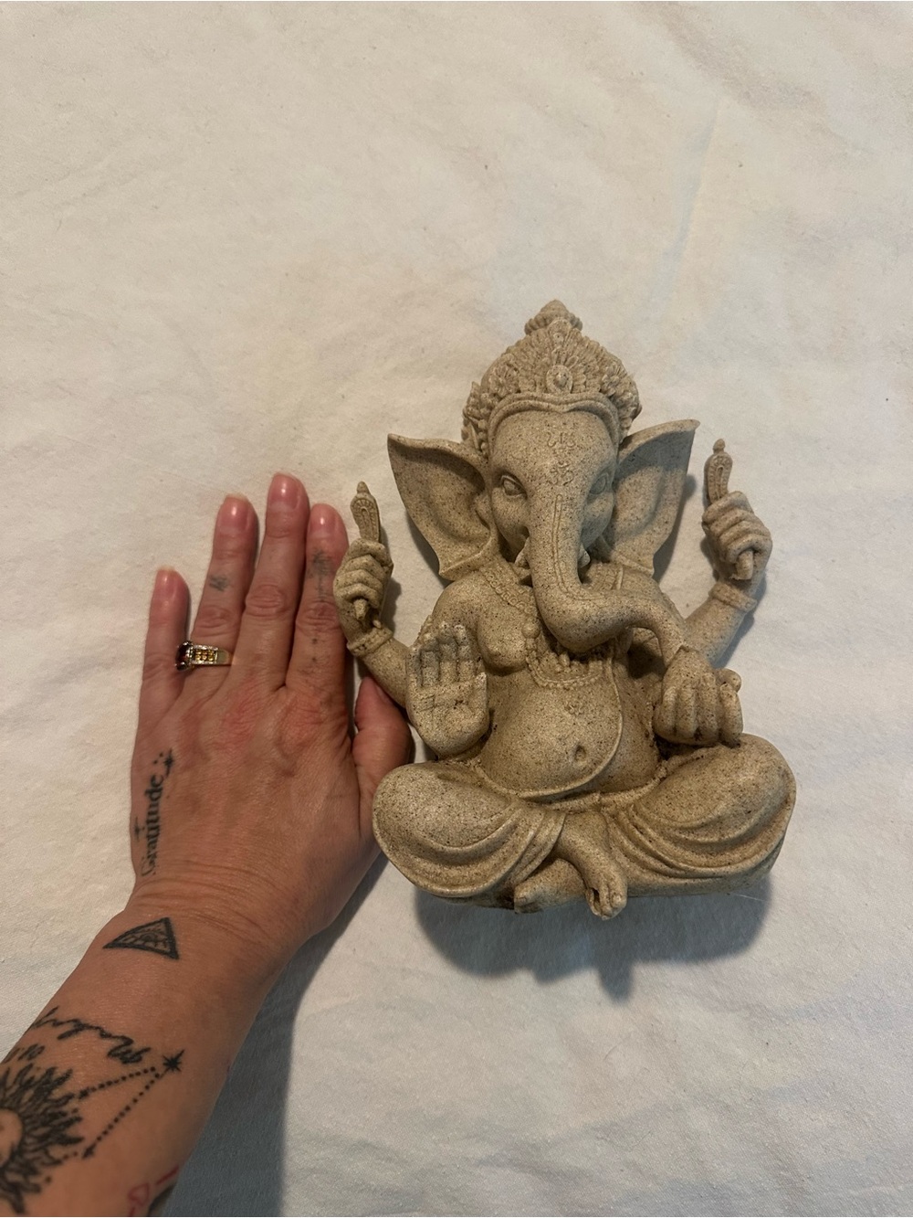 Plastic Ganesha Statue – Neutral Sand Color